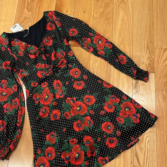 Free People polka dot floral keyhole front dress - Picture 4 of 8